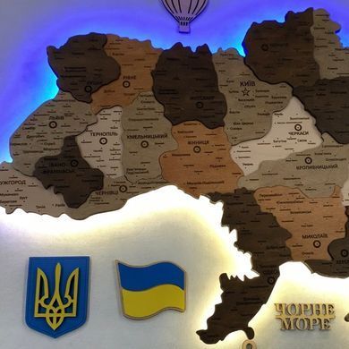 БАГАТОШАРОВА МАПА УКРАЇНИ КЛАСИЧНА З ПІДСВІЧУВАННЯМ - В 4-Х КОЛЬОРАХ ДЕРЕВА