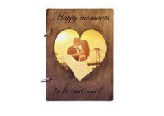 Семейный альбом для фотографий Primax-art &laquo;Happy moments - to be continued&hellip;&raquo; в деревянной обложке в темном дереве