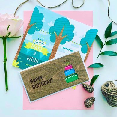 Набор открыток Primax-art - 3 шт, "Happy Birthday" из дерева 19,5*10 см