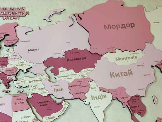 БАГАТОШАРОВА МАПА СВІТУ -  РОЖЕВА