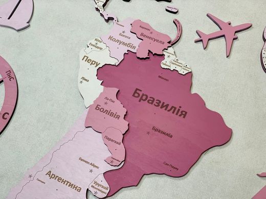 БАГАТОШАРОВА МАПА СВІТУ -  РОЖЕВА