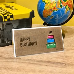 Унікальна листівка Happy Birthday Primax-art "Святковий Тортик" з дерева 19,5*10 см