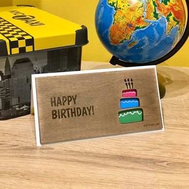 Набор открыток Primax-art - 5 шт, "Love is..., Happy Birthday, Единорожка" из дерева 19,5*10 см
