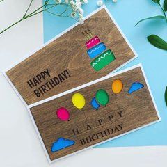 Набір листівок Primax-art - 2 шт, "Happy Birthday" з дерева 19,5*10 см